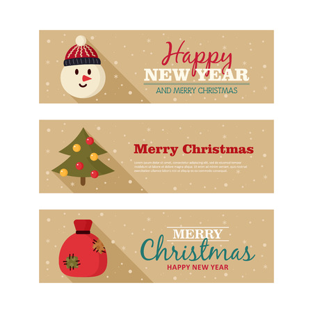 Set of christmas banner. Merry Christmas and Happy New Year. Vector illustration.のイラスト素材