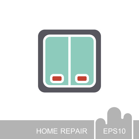 Electrical Switch two buttons icon. Construction, repair and building vector design and illustrationのイラスト素材