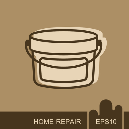Pastic bucket container for paint or food. Construction, repair and building vector design and illustrationのイラスト素材