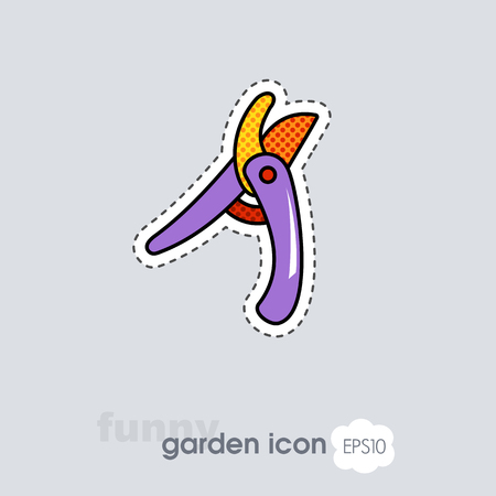 Secateurs, pruner, averruncator flat vector icon outline isolated, garden, eps 10のイラスト素材