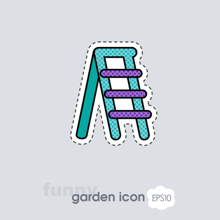 Ladder, stepladder, stair, staircase, stairway flat vector icon outline isolated, garden, eps 10のイラスト素材