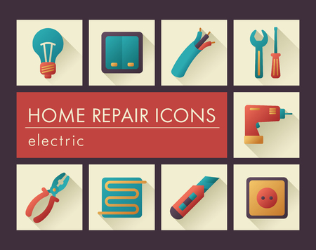 Home repair, electric icons. Vector design and illustrationのイラスト素材