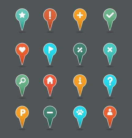Pin map icon set. Map pointer. Map markers. Destination vector icon. GPS location symbol.のイラスト素材