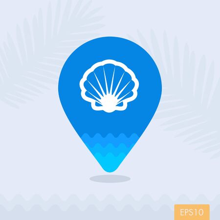 Seashell vector pin map icon. Beach Map pointer. Summer Map markers. Holiday. Summertimeのイラスト素材