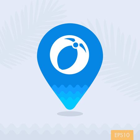 Beach Ball vector pin map icon. Holiday Map pointer. Summer Map markers. Summertime.のイラスト素材