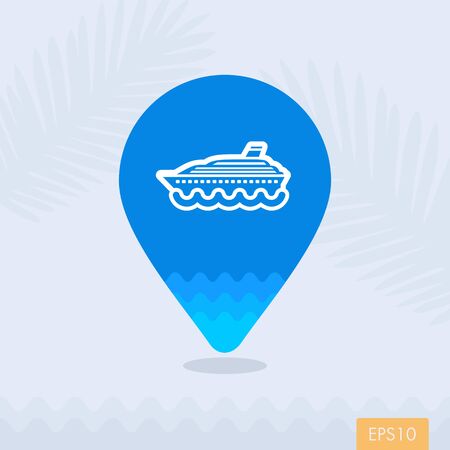 Cruise transatlantic liner vector pin map icon. Marine Map pointer. Summer Map markers. Holiday. Summertime.のイラスト素材