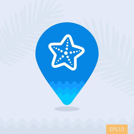 Starfish vector pin map icon. Beach Map pointer. Summer Map markers. Holiday. Summertimeのイラスト素材