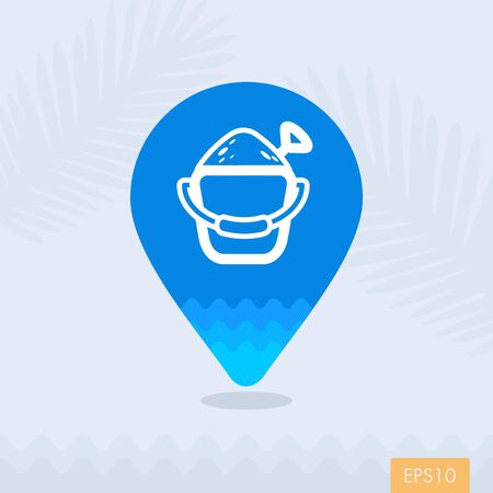 Sand Bucket and shovel vector pin map icon. Beach Map pointer. Summer Map markers. Holiday. Summertime. Vacation, eps 10のイラスト素材