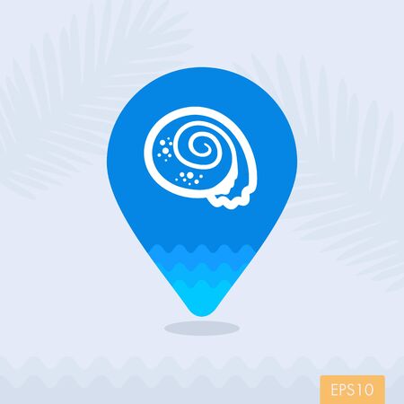 Seashell vector pin map icon. Beach Map pointer. Summer Map markers. Holiday. Summertime.のイラスト素材