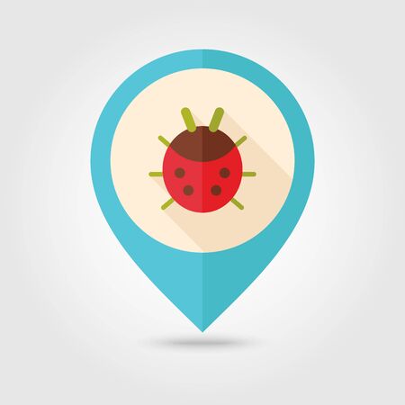 Ladybug flat vector pin map icon. Map pointer. Map markers.のイラスト素材