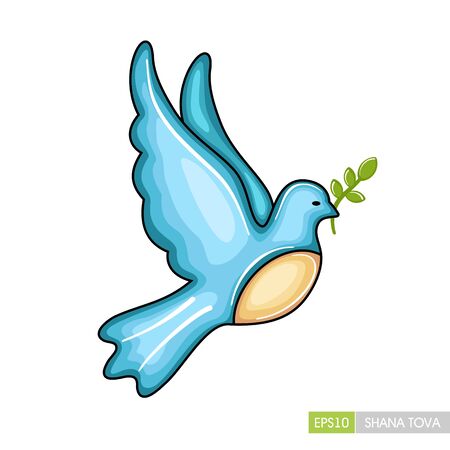 Dove. Rosh Hashanah icon. Shana tova. Happy and sweet new year in Hebrewのイラスト素材
