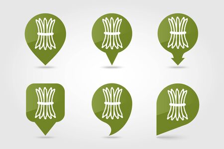 Green bean flat vector pin map icon. Map pointer. Map markers. Vegetable vector illustrationのイラスト素材