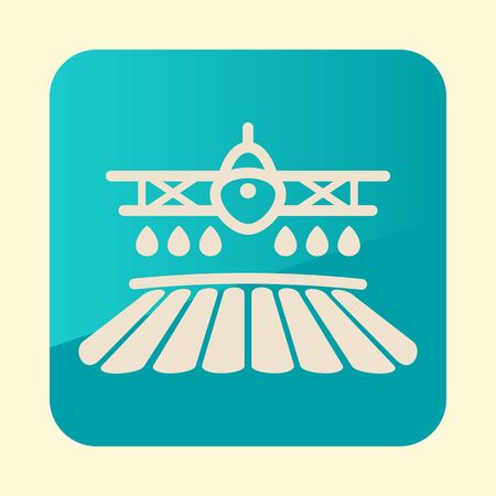 Crop duster airplane spraying a farm field icon. Agriculture sign. Graph symbol for your web site design, logo, app, UI. Vector illustration, EPS10.のイラスト素材