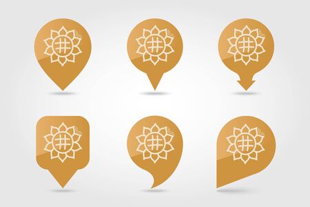 Sunflower pin map icon. Harvest map pointer. Thanksgiving map markers. Vector illustration for apps and websitesのイラスト素材