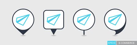 Paper plane, message flat pin map icon. E-commerce sign. Map pointer. Map markers. Destination vector iconのイラスト素材
