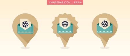 Christmas letter pin map icon. Merry Christmas and Happy New Year. Christmas Map pointer. Map markers. Isolated vector illustrationのイラスト素材