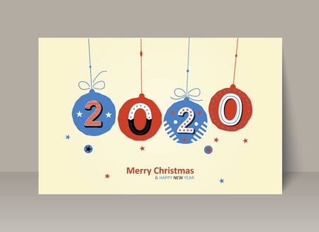 Christmas Greeting Card. Happy New Eyar. Merry Christmas lettering, vector illustrationのイラスト素材