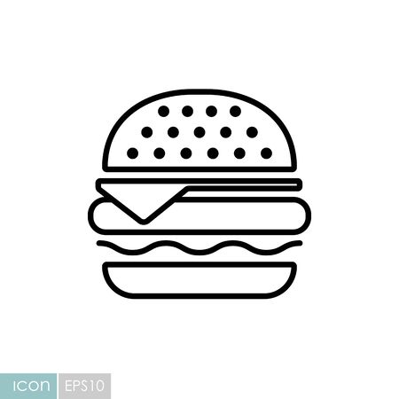 Burger vector icon. Fast food sign. Graph symbol for cooking web site and apps design, app, UIのイラスト素材