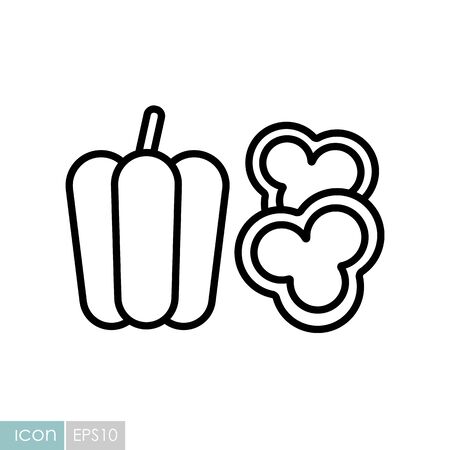 Fresh peppers sliced vector icon. Barbecue and bbq grill sign. Vegetable.のイラスト素材
