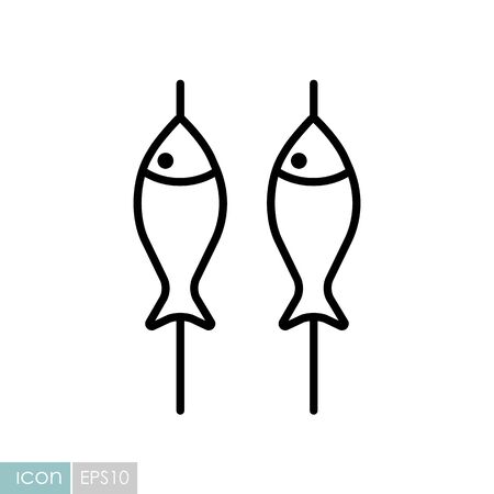Fish roast on the barbecue grill vector icon.のイラスト素材