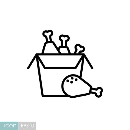Fried chicken in the box vector icon. Delivery sign. Graph symbol for cooking web site and apps designのイラスト素材
