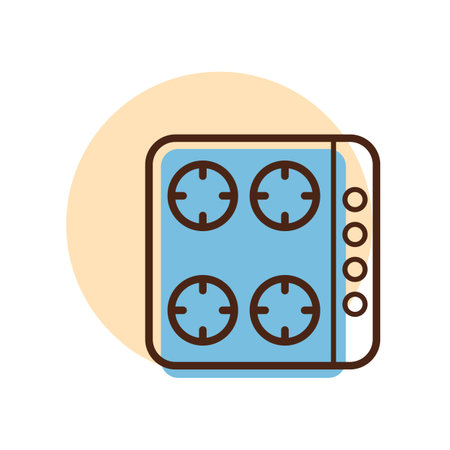 Cook top cooking panel, surface. Induction stove hob. Graph symbol for cooking web site design, logo, app, UIのイラスト素材
