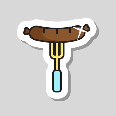 Sausage fork vector icon. Fast food sign. Graph symbol for cooking web site and apps design, app, UIのイラスト素材