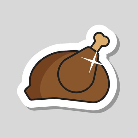 Whole roast chicken vector icon food meat. Barbecue and bbq grill sign.のイラスト素材