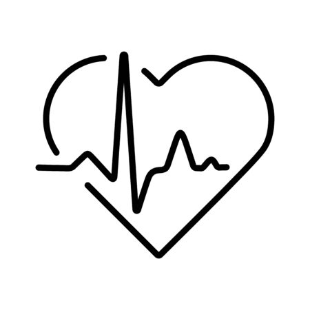 Heart cardiogram, heartbeat vector icon. Medicine and medical support sign. Graph symbol for medical web site and apps design,   app, UIのイラスト素材