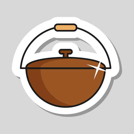 Camping cauldron from metal vector icon. Kitchen appliance. Graph symbol for cooking web site design, logo, app, UIのイラスト素材