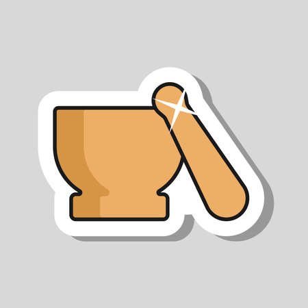 Mortar and Pestle vector icon. Kitchen appliance. Graph symbol for cooking web site design, logo, app, UIのイラスト素材