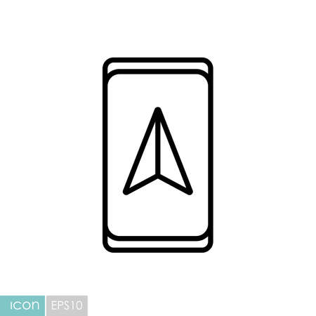 Smartphone with navigator vector icon. Navigation sign. Graph symbol for travel and tourism web site and apps design,  app, UIのイラスト素材