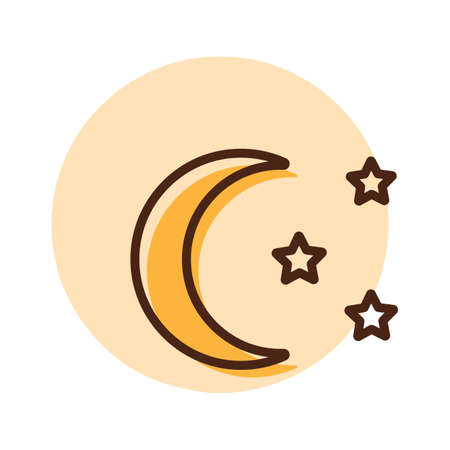 Moon and star vector icon. Camping and Hiking sign. Graph symbol for travel and tourism web site and apps design, logo, app, UIのイラスト素材