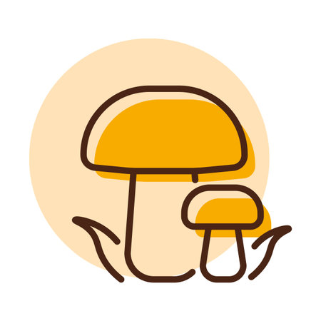 Forest mushrooms with a green grass vector icon. Camping and Hiking sign. Graph symbol for travel and tourism web site and apps design, logo, app, UIのイラスト素材