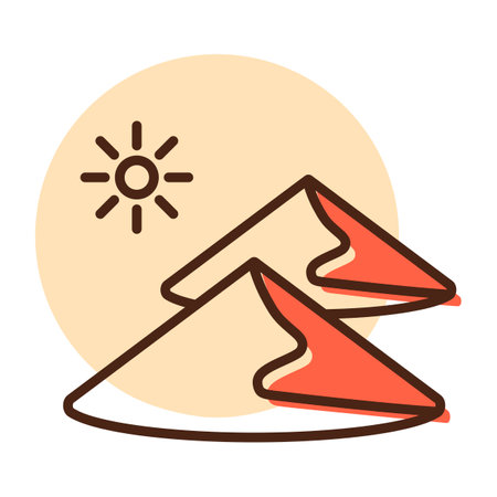 Sand dunes vector icon. Nature sign. Graph symbol for travel and tourism web site and apps design, logo, app, UIのイラスト素材