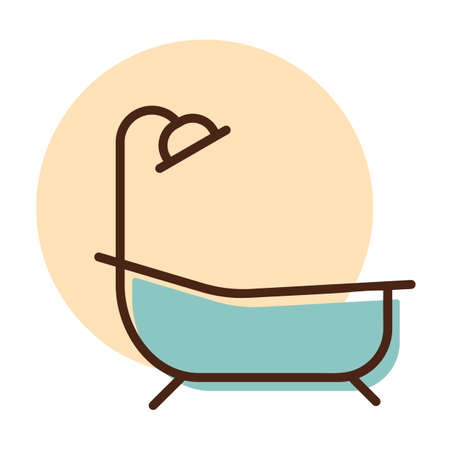 Bathroom vector icon. Bath with shower sign. Graph symbol for travel and tourism web site and apps design, logo, app, UIのイラスト素材