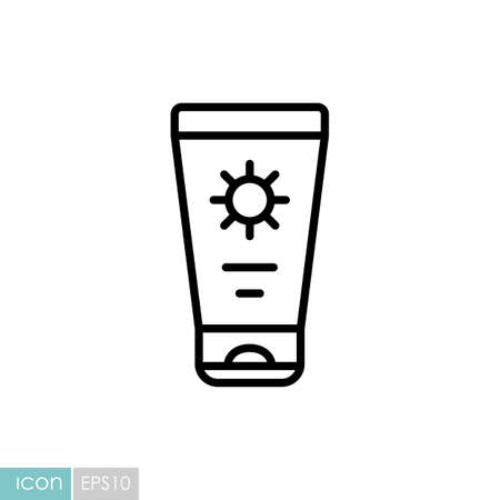 Sunscreen cream in tube flat vector icon. Summer sign. Graph symbol for travel and tourism web site and apps design, logo, app, UIのイラスト素材