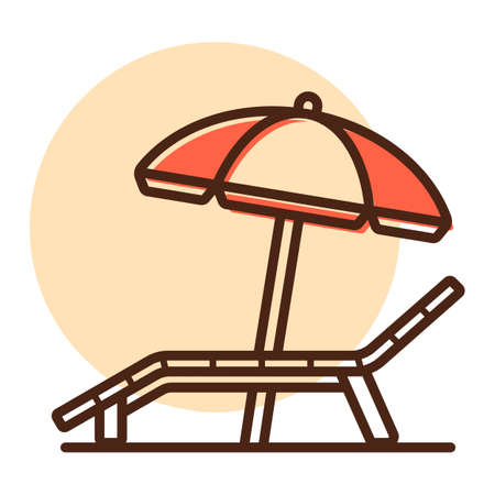 Lounger Beach Sunbed Chair flat vector icon. Summer sign. Graph symbol for travel and tourism web site and apps design, logo, app, UIのイラスト素材