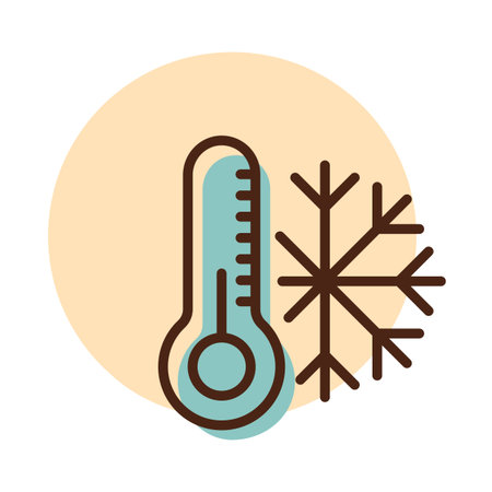 Thermometer and snowflake vector icon. Thermometer cold. Winter sign. Graph symbol for travel and...