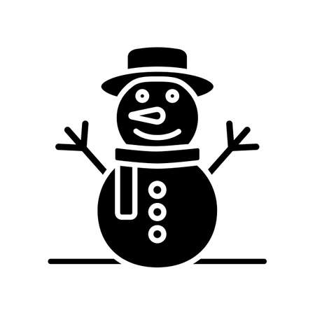 Christmas snowman vector glyph icon. Winter sign. Graph symbol for travel and tourism web site and apps design, logo, app, UIのイラスト素材