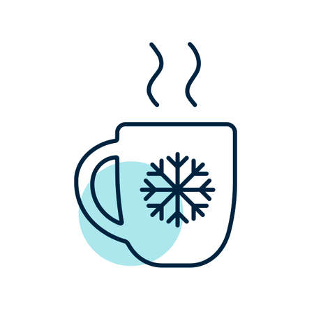 Christmas hot coffee in cup vector icon. Winter sign. Graph symbol for travel and tourism web site and apps design, logo, app, UIのイラスト素材