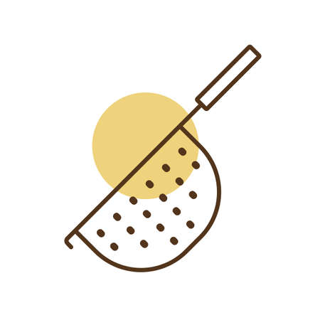 Colander vector icon. Kitchen appliance. Graph symbol for cooking web site design, logo, app, UIのイラスト素材