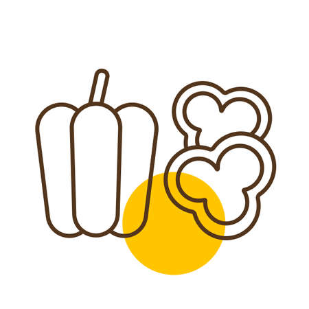 Fresh peppers sliced vector icon. Barbecue and bbq grill sign. Vegetable. Graph symbol for cooking web site and apps design, logo, app, UIのイラスト素材