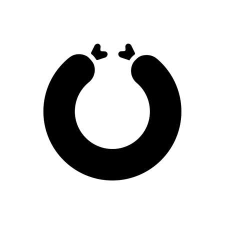 Ring of raw sausage vector glyph icon. Barbecue and bbq grill sign. Graph symbol for cooking web site and apps design, logo, app, UIのイラスト素材