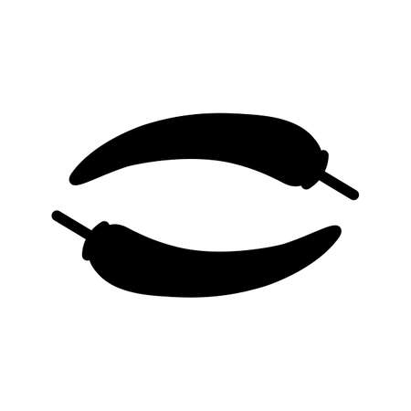 Red hot chili peppers vector glyph icon. Barbecue and bbq grill sign. Vegetable. Graph symbol for cooking web site and apps design, logo, app, UIのイラスト素材