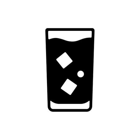 Glass of water with ice vector glyph icon. Graph symbol for cooking web site and apps design, logo, app, UIのイラスト素材