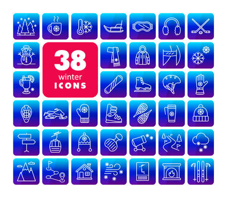Winter vector icon set. Graph symbol for travel and tourism web site and apps design, logo, app, UIのイラスト素材