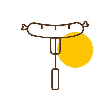 Sausage fork vector icon. Fast food sign. Graph symbol for cooking web site and apps design, logo, app, UIのイラスト素材