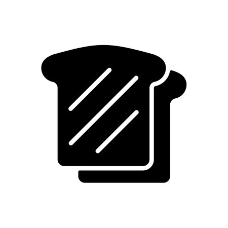 Bread, Toast vector glyph icon. Fast food sign. Graph symbol for cooking web site and apps design, logo, app, UIのイラスト素材