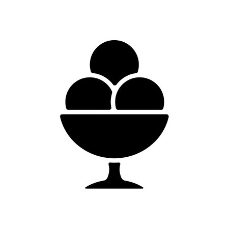 Ice-cream balls in bowl vector glyph icon. Fast food sign. Graph symbol for cooking web site and apps design, logo, app, UIのイラスト素材